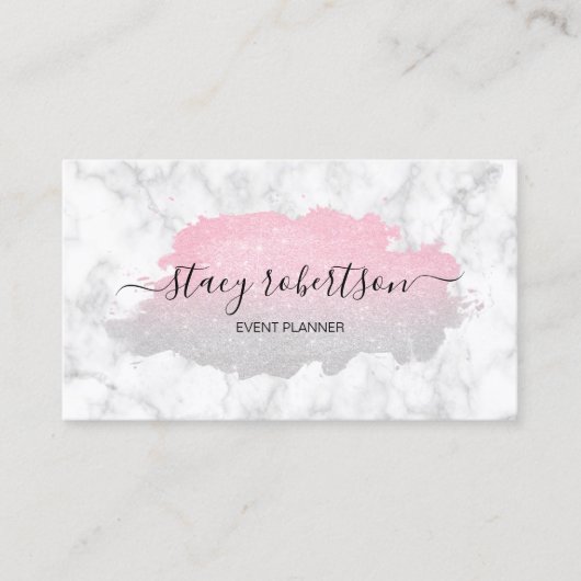 エレガントでモダンな銀及びばら色の金ゴールドのグリッターのプランナー 名刺 (正面)