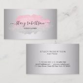 エレガントでモダンな銀及びばら色の金ゴールドのグリッターのプランナー 名刺 (正面/裏面)