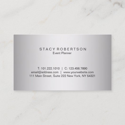 エレガントでモダンな銀及びばら色の金ゴールドのグリッターのプランナー 名刺 (裏面)