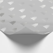 エレガントでモダンな銀製のクリスマスツリーパターン ラッピングペーパー (角)