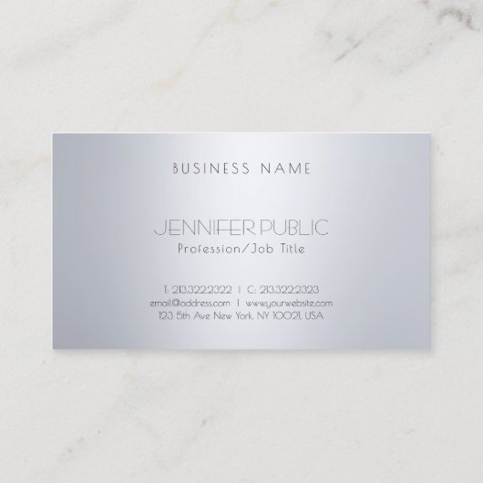 エレガントでモダンな銀製の一見のモノグラムの上品のテンプレート 名刺 (裏面)