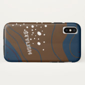 エレガントでモダンな青と白 Case-Mate iPhoneケース (裏面(横))