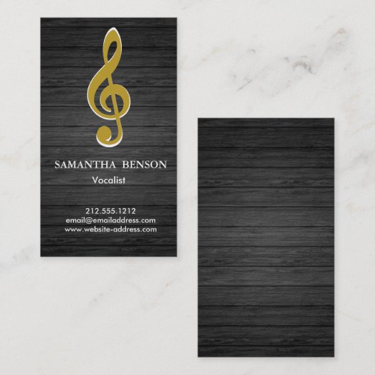 エレガントでモダンな音楽的なクレフ、音符記号のロゴのボーカリストの歌手 名刺 (正面/裏面)