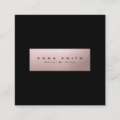 エレガントでモダンな黒のバラの金ゴールドの正方形のミニマリスト スクエア名刺 (正面)
