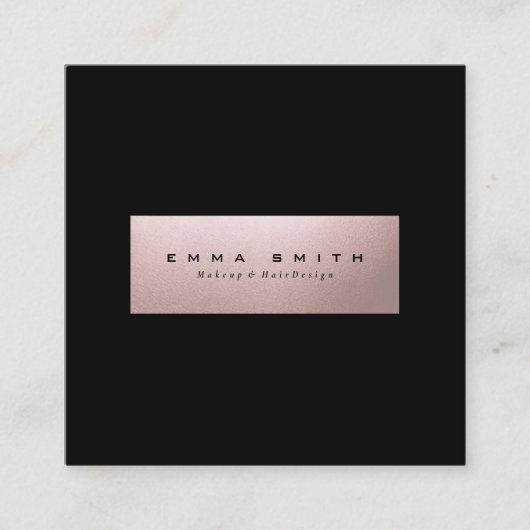 エレガントでモダンな黒のバラの金ゴールドの正方形のミニマリスト スクエア名刺 (正面)