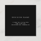 エレガントでモダンな黒のバラの金ゴールドの正方形のミニマリスト スクエア名刺 (裏面)
