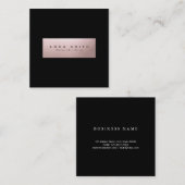 エレガントでモダンな黒のバラの金ゴールドの正方形のミニマリスト スクエア名刺 (正面/裏面)