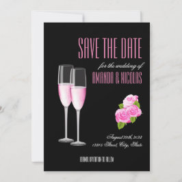 エレガントでモダンな Save The Date ウェディング - ブラックピンク 招待状