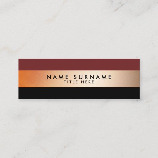 エレガントでモダンなGoldStripeの黒い小型名刺 スキニー名刺 (正面)