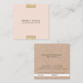 エレガントでモダンなKraftPrintedのシックな金ゴールドの赤面は参照します スクエア名刺 (正面/裏面)