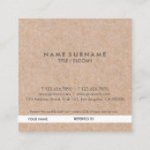 エレガントでモダンなKraftPrintedの金ゴールドのアクセントの上品は参照します スクエア名刺 (裏面)
