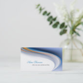エレガントでモダンなstylisgのパステル調の青および白い 名刺 (スタンド正面)