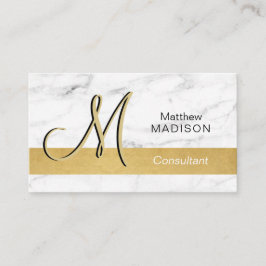 エレガントでモノグラムのな金ゴールドの白黒の大理石 名刺