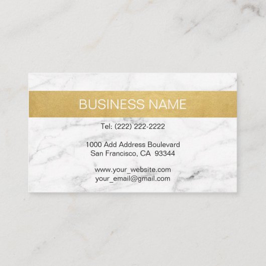 エレガントでモノグラムのな金ゴールドの白黒の大理石 名刺 (裏面)