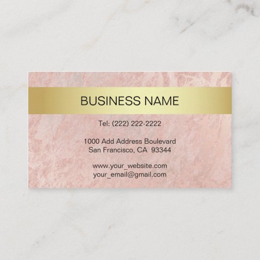 エレガントでモノグラムのな金ゴールドの黒のピンクの大理石 名刺 (裏面)