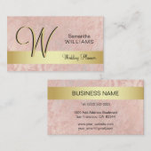 エレガントでモノグラムのな金ゴールドの黒のピンクの大理石 名刺 (正面/裏面)