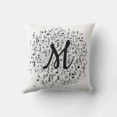 エレガントでモノグラムのな音符パターン クッション (裏面)