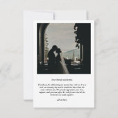 エレガントでユニークな手書きスクリプト結婚式の写真 サンキューカード (裏面)