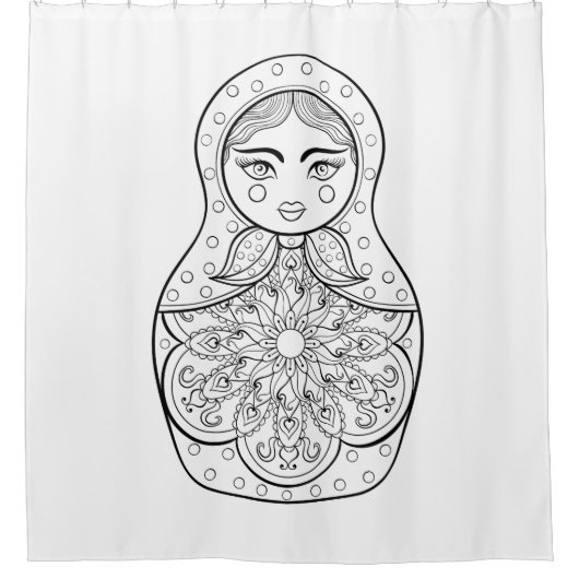 エレガントでロシアのな人形 シャワーカーテン (正面)