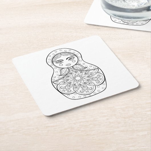 エレガントでロシアのな人形 スクエアペーパーコースター (アングル)