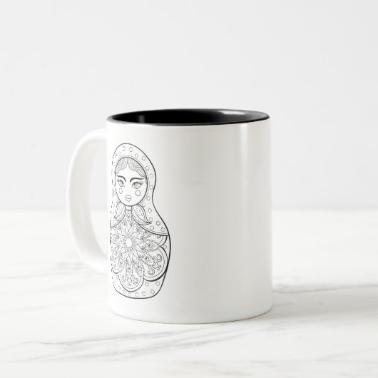 エレガントでロシアのな人形 ツートーンマグカップ (正面左)