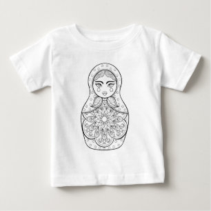 エレガントでロシアのな人形 ベビーTシャツ