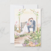 エレガントでロマンチックなガーデンのカップルイラスト - 保存 招待状 (裏面)