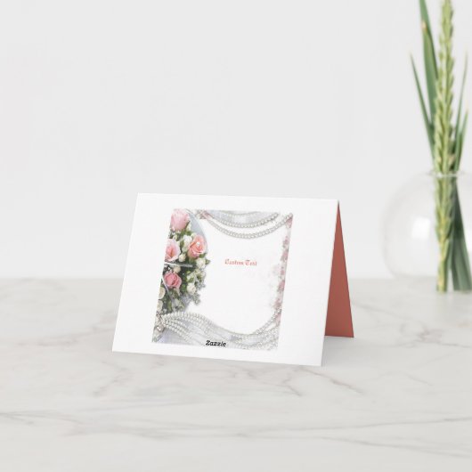 エレガントでロマンチックなパールとバラをカスタマイズ サンキューカード (裏面)