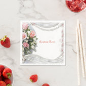 エレガントでロマンチックなパールとバラをカスタマイズ スタンダードカクテルナプキン (インサイチュ)