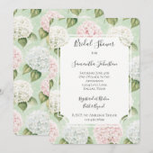 エレガントでロマンチックなピンクとブルーと白の花のブライダルシャワー 招待状 (正面/裏面)