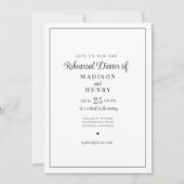 エレガントでロマンチックなブラック＆ホワイトのリハーサルディナー 招待状 (正面)