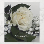 エレガントでロマンチックなホワイトローズのパーソナライズ ワインラベル (シングルラベル)