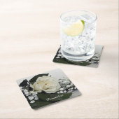 エレガントでロマンチックなホワイトローズパーソナライズ スクエアペーパーコースター (インサイチュ)