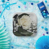 エレガントでロマンチックな白いバラをあなたに ペーパープレート (パーティー)