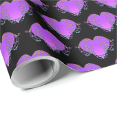 エレガントでロマンチックな紫のハートの装飾が華やか  ラッピングペーパー (ロールコーナー)