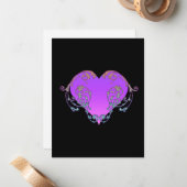 エレガントでロマンチックな紫のハートの装飾 ノートカード (正面/裏面インサイチュ)