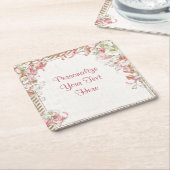 エレガントでロマンチックな花園の花の天蓋 スクエアペーパーコースター (アングル)