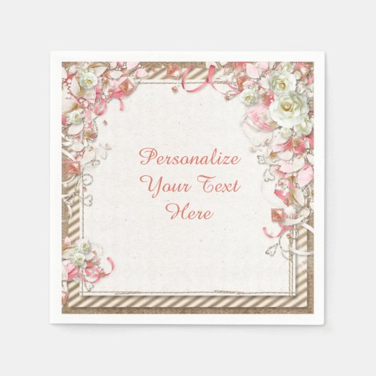 エレガントでロマンチックな花園の花の天蓋 スタンダードカクテルナプキン (正面)