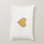 エレガントでロマンチックな金ゴールドのハートのフェイクなグリッターの点 アクセントクッション (裏面(縦))