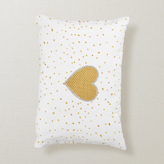 エレガントでロマンチックな金ゴールドのハートのフェイクなグリッターの点 アクセントクッション (裏面(縦))