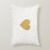 エレガントでロマンチックな金ゴールドのハートのフェイクなグリッターの点 アクセントクッション (正面(垂直))