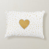 エレガントでロマンチックな金ゴールドのハートのフェイクなグリッターの点 アクセントクッション (裏面)