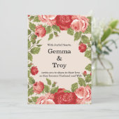 エレガントでロマンチック、赤いバラのウェディング 招待状 (スタンド正面)