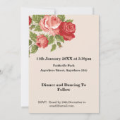 エレガントでロマンチック、赤いバラのウェディング 招待状 (裏面)