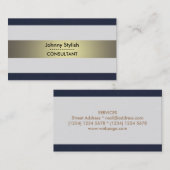 エレガントで上品でストライプで写実的でモダンなデザイン 名刺 (正面/裏面)
