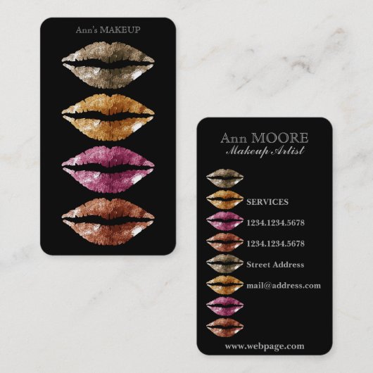 エレガントで上品で芸術的な唇の一見 名刺 (正面/裏面)