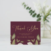 エレガントで上品なゴールドバーガンディーのウェディングシャワー サンキューカード (スタンド正面)
