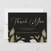 エレガントで上品なゴールドブラックのブライズシャワー サンキューカード (正面)