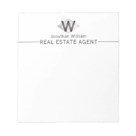 エレガントで上品なシルバー ブラック パーソナライズド モノグラム ノートパッド