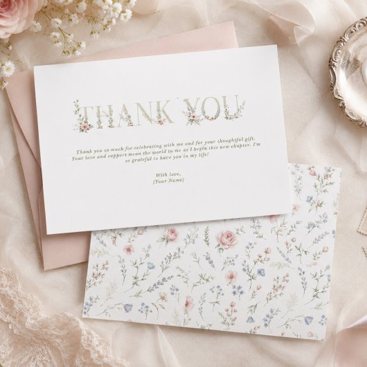 エレガントで上品な花柄の春の花嫁 ありがとう サンキューカード